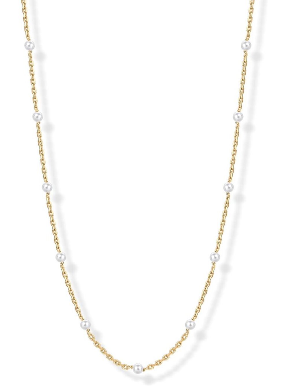 14K-18K Gold Plated Dainty Pearl Necklaces for Women - Station Beaded Choker Pap